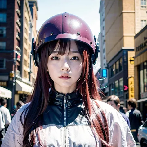 （（（burgundy hair）））purple powder series（（future technology）） hd helmet，thoughtfully（motorcycle helmet）