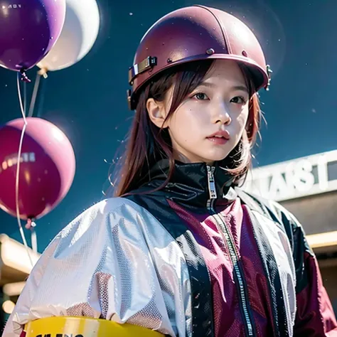 （（（burgundy hair）））purple powder series（（future technology）） hd helmet，thoughtfully（balloon）