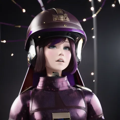 （（（burgundy hair）））purple powder series（（future technology）） hd helmet，thoughtfully（half cowhide background）