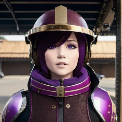 （（（burgundy hair）））purple powder series（（future technology）） hd helmet，thoughtfully（half cowhide background）