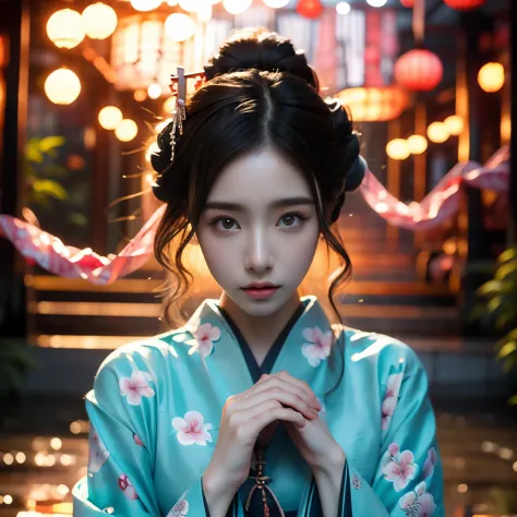 beautiful detailed eyes,beautiful detailed lips,extremely detailed eyes and face,longeyelashes,1girl,traditional kimono,serene e...