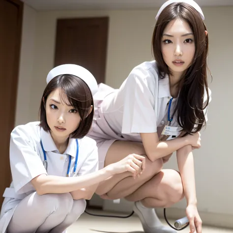 (1girl),(Wearing white nurse clothes:1.2),(RAW Photos, highest quality), (Realistic, photo-Realistic:1.4), masterpiece, Very del...