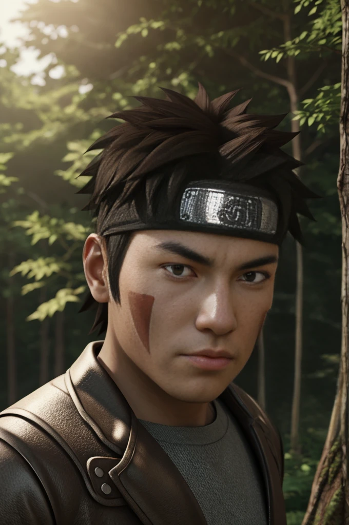 Give Inuzuka a try(best quality), high quality, very high resolution, (ultra detailed), 8k, (hyper realistic),Ray Tracing, (masterpiece), Kiba Inuzuka, NARUTO character, One male, Outdoor, Natural light, forest, 3D Figures, Octane Rendering, 24K resolution, Very detailed