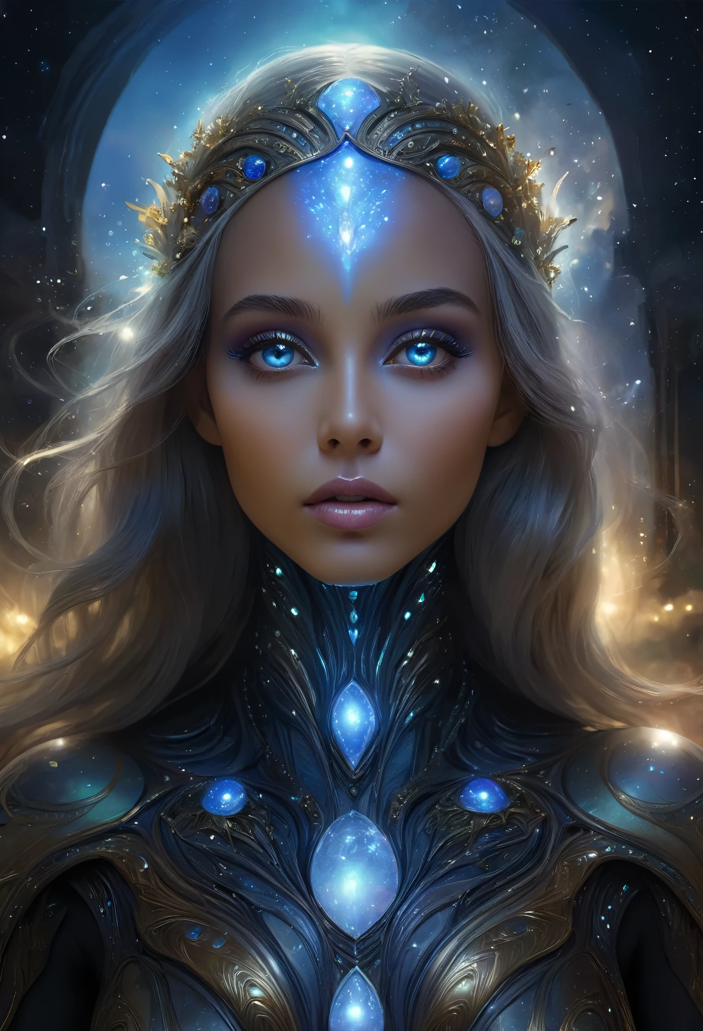 (best quality,4k,8k,highres,masterpiece:1.2),ultra-detailed,realistic,photo realistic:1.37,"(best quality,ultra-detailed,realistic:1.1),alien girl made of opal,translucent skin,beautiful detailed eyes,beautiful detailed lips,exotic features,long eyelashes,shimmering opalescent hair,glowing opal accessories,ethereal presence,medium:oil painting,with a mystical background,dreamlike landscape,portraits,dark,contrasting colors,soft,subtle lighting effects"(NSFW:1.3)