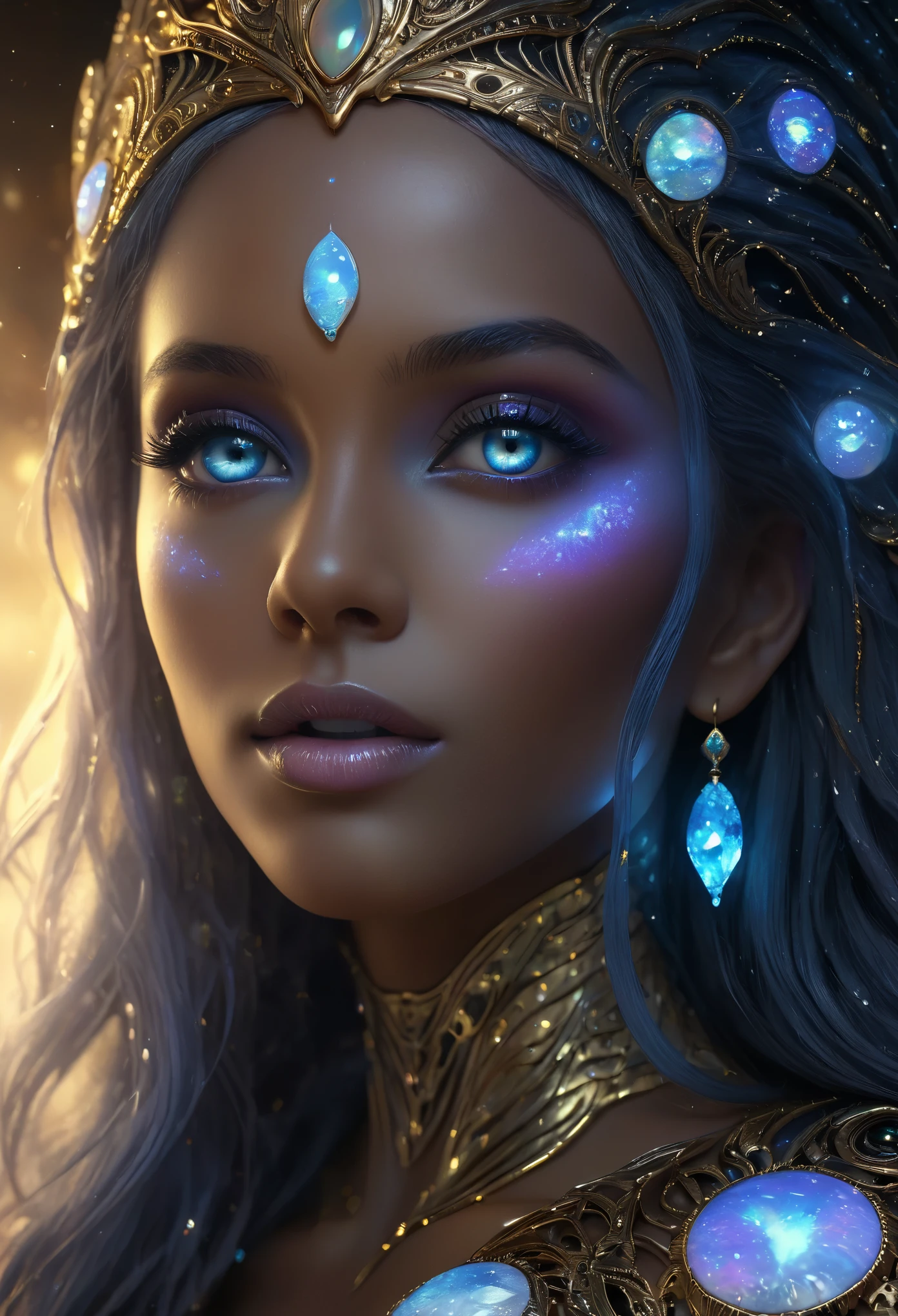(best quality,4k,8k,highres,masterpiece:1.2),ultra-detailed,realistic,photo realistic:1.37,"(best quality,ultra-detailed,realistic:1.1),alien girl made of opal,translucent skin,beautiful detailed eyes,beautiful detailed lips,exotic features,long eyelashes,shimmering opalescent hair,glowing opal accessories,ethereal presence,medium:oil painting,with a mystical background,dreamlike landscape,portraits,dark,contrasting colors,soft,subtle lighting effects"(NSFW:1.3)