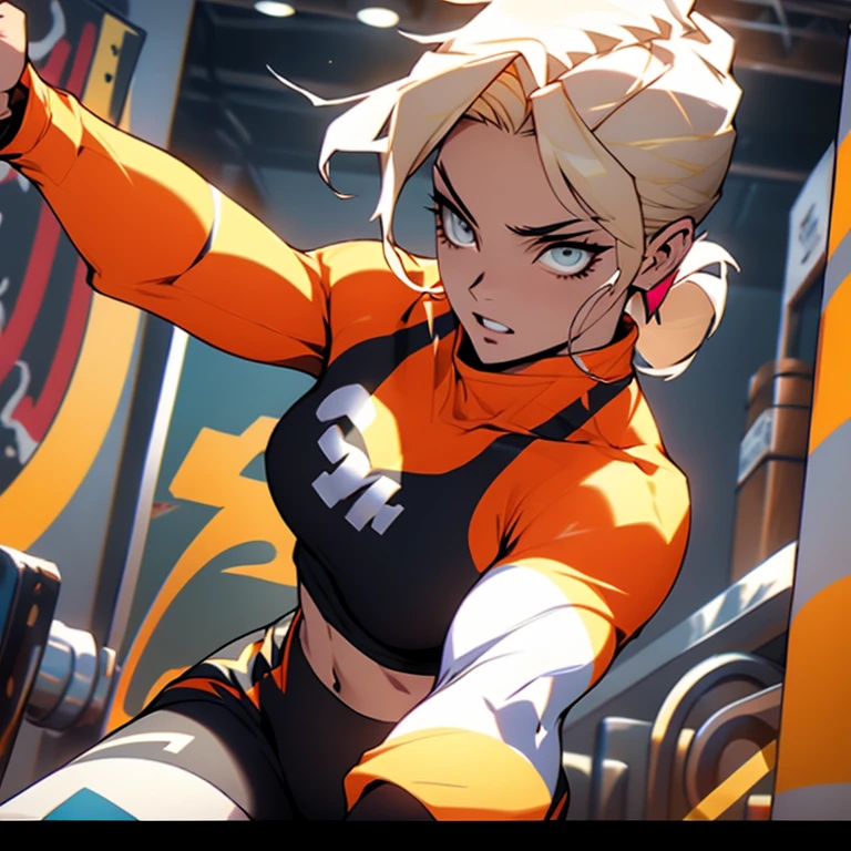 a woman flexing her muscles in a gym, trending on dribble, ash blond hair, roshan, an ai generated image, 985530902, flesh!, in the style of sifu 🔥 😎 🕹️ 👀 :2, trading card, 834779519, ash, within radiate connection, growth