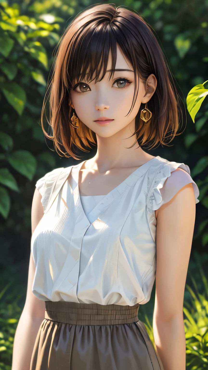 (hig彼st quality、8k、32k、masterpiece)、(Realistic)、(Realistic:1.2)、(High resolution)、Very detailed、Very beautiful face and eyes、1 girl、Round and small face、Tight waist、Delicate body、(hig彼st quality、Attention to detail、Rich skin detail)、(hig彼st quality、8k、Oil paint:1.2)、Very detailed、(Realistic、Realistic:1.37)、Bright colors、Full Body Shot、Medium breast、short hair