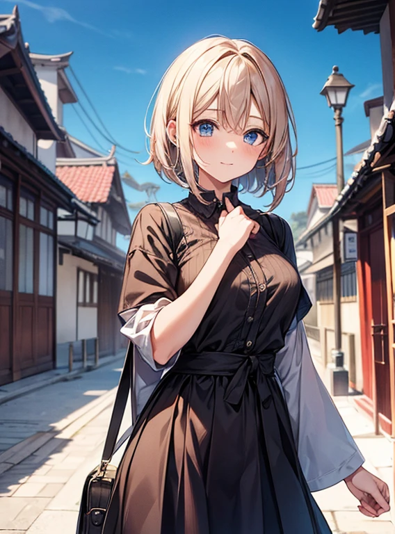 Attractive breasts、Beautiful and attractive anime woman, Enchanting anime girl, Top rated on pixiv、healthy body、Short Bob、Kyoto Travel、Cute clothes、Highly revealing clothing、maze