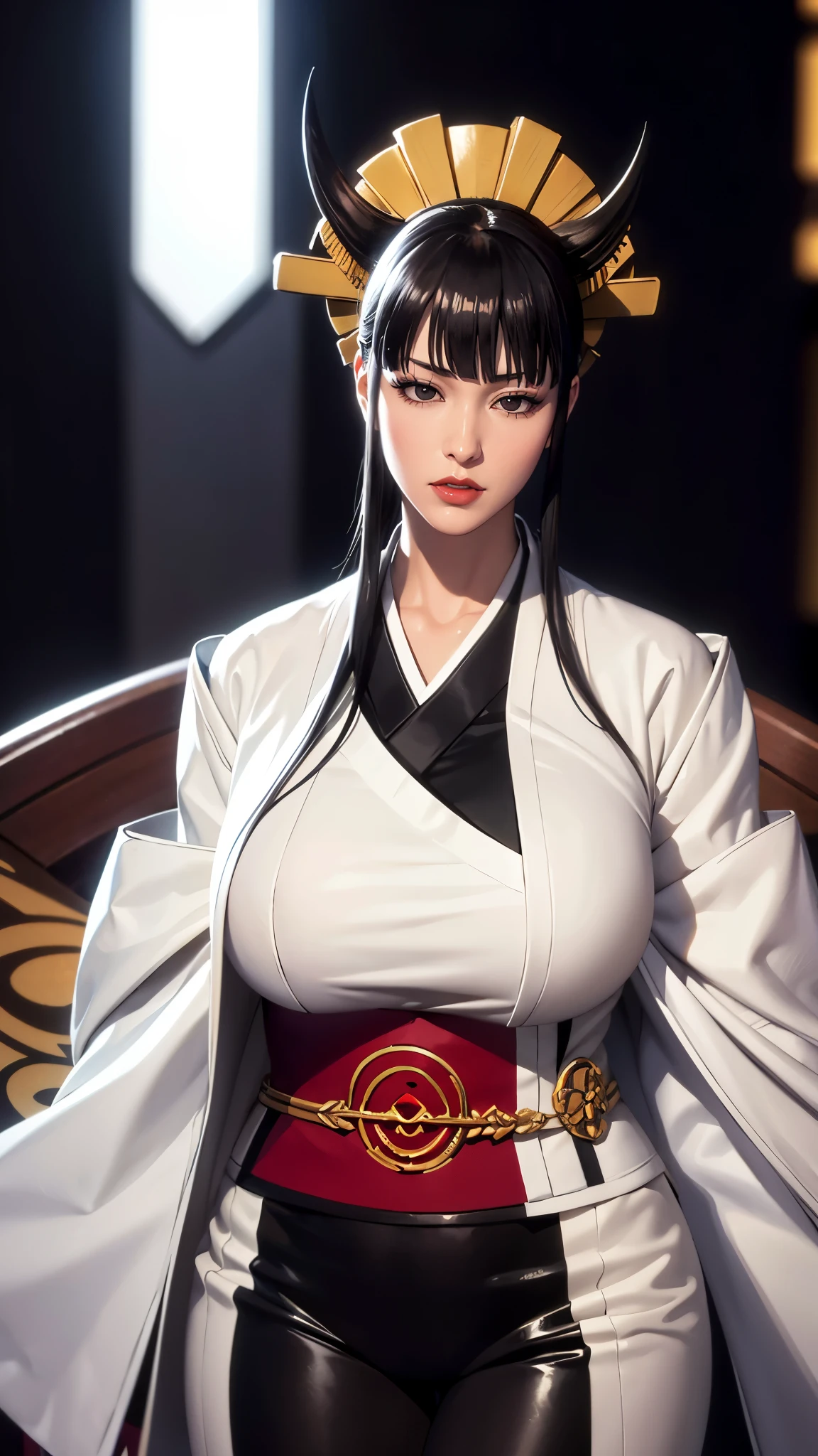 （（（Perfect figure，figure，独奏， （（（japanese clothes, kimono, mechanical arms, extra arms,））），（（（senjumaru shutara, long hair, bangs, blunt bangs, black hair, sidelocks, (black eyes:1.5), makeup, lipstick, red lipstick,））），((masterpiece)),high resolution, ((Best quality at best))，masterpiece，quality，Best quality，（（（ Exquisite facial features，Looking at the audience,There is light in the eyes，(（（Lol，confidence））)，））），型figure:1.7））），（（（Light and shadow，Huge breasts））），（（（Looking at the camera，black background，）））