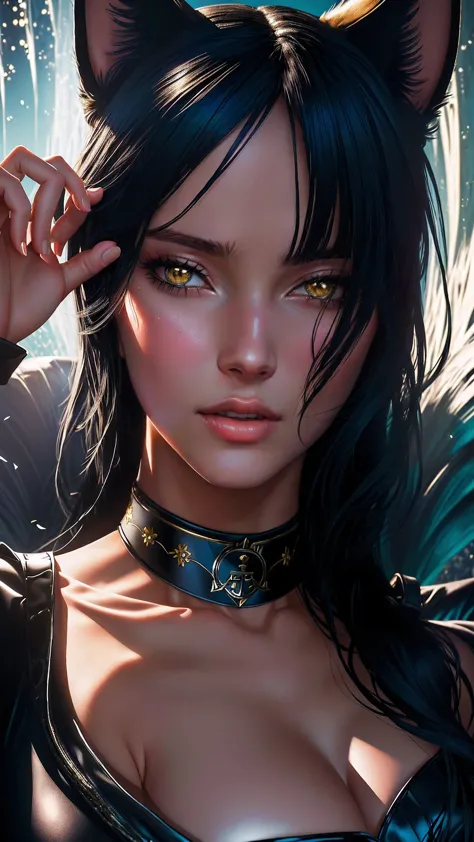 a girl with nico robin as the main theme. she has a mole under her eye and is adorned with jewelry, including an anchor choker a...