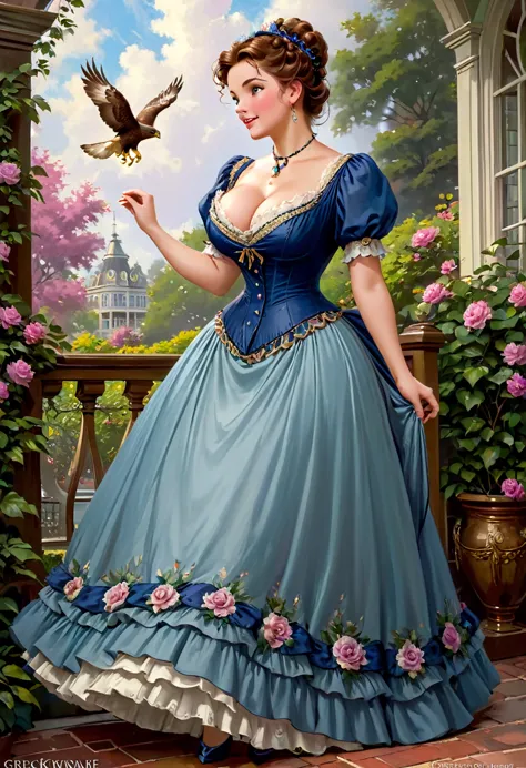 a beautiful aristacat woman with large elegant, hawk-like-nose, who embodies old fashioned class, sophistication, elgance as wel...