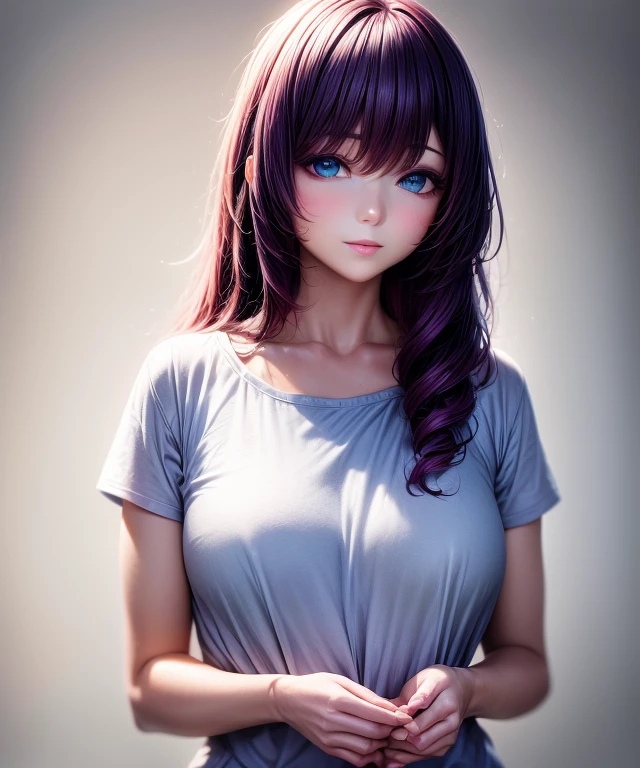 (masterpiece, best quality,:1.2), 1girl, (solo:1.3), upper body, white shirt, short sleeves, , (waifu, realistic, real life, exceptional, best aesthetic, new, newest, best quality, masterpiece:1.2), soft_lighting, soft_skin_tone, feminin_hair, (white background, simple background,:1.2),