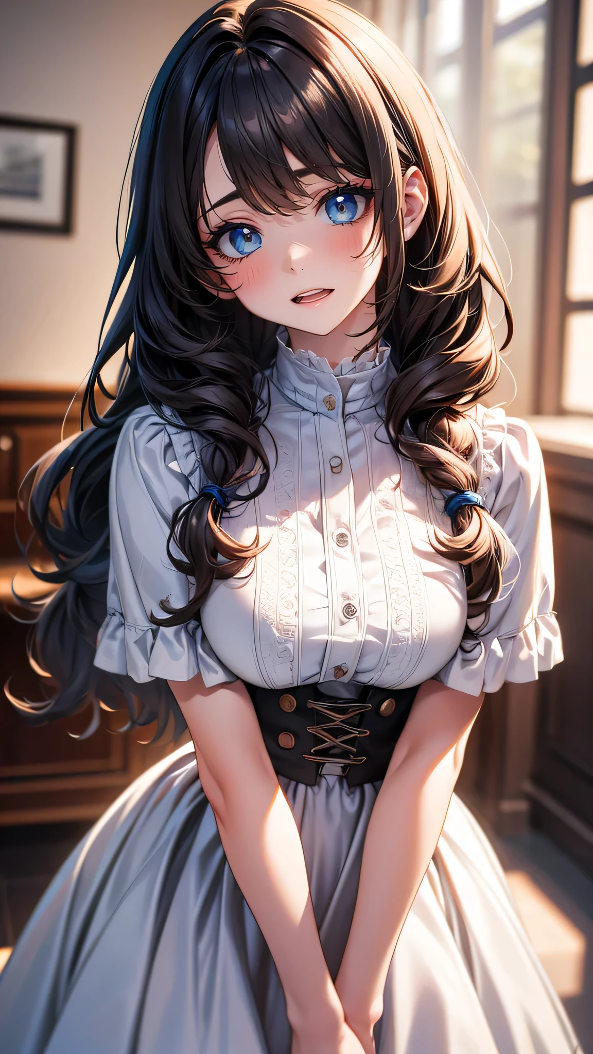 looking at viewer,high school girl,leaning forward,(random cute clothes),(random Lively pose),(Thin type),(large breasts),(random hairstyle),(Highest image quality, (8K), Ultra-realistic, Best Quality, High quality, High Definition, high quality texture, high detailing, Beautiful detailed, fine detailed, extremely details CG, Detailed texture, realistic representation of face, masterpiece, presence)