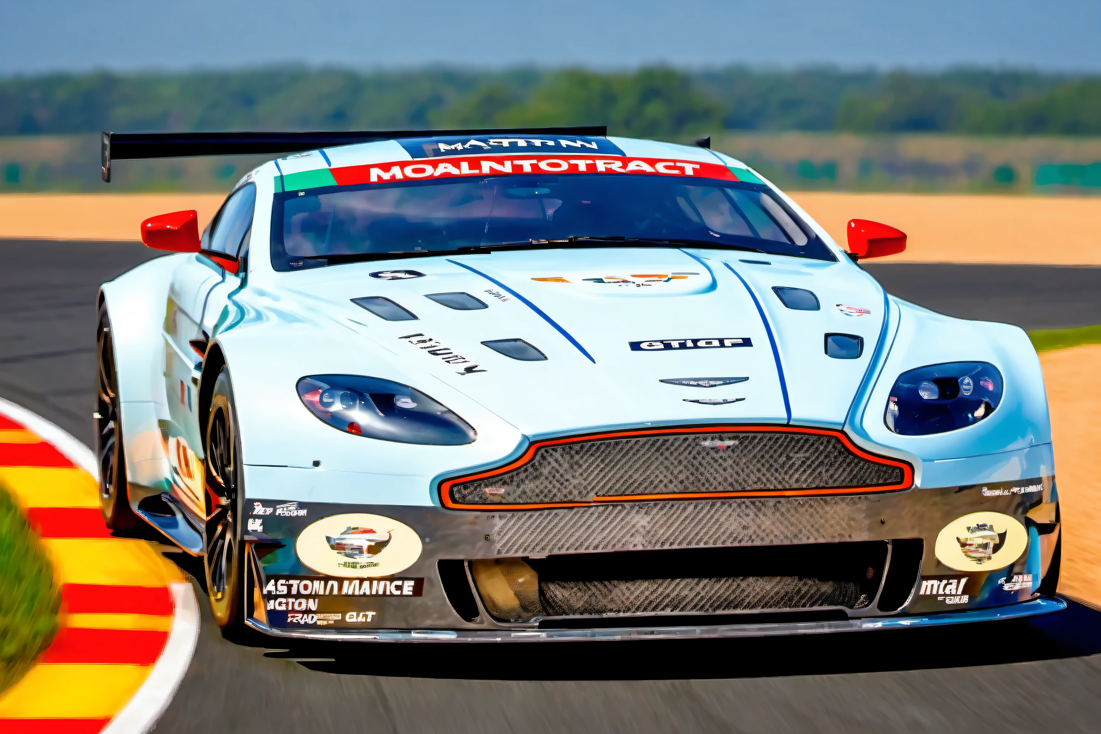 masterpiece, best quality, aston martin v8 vantage amr gte, le mans race track, in motion, full specular sharpened 3D, HDR, UHD, vivid colors, occlusion, masterpiece, panorama, super detail, accurate, best quality, 16K, ultra-super quality, ultra-photo realistic detail, utltra-high nanite atmospheric lighting, ultra-high detailed reflections, very far shot, ultra-wide angle, 4D composite mapping, ultra-high 3D depth mapping quality, ultra-high render quality, OLED, dynamic rich shadows, ultra-high realistic graphics, HDR, (very far shot), ultra-high background detail, god rays, backlighting