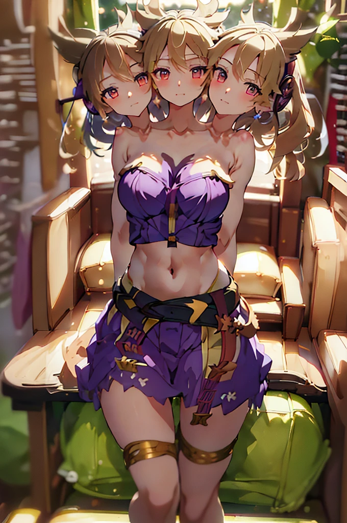 (masterpiece, best quality), best quality, (ultra-detailed), (3heads:1.5), 1girl, (toyosatomimi no miko:1.3), masterpiece, best quality, ultra quality, ultra resolution, white-purple top, crop top, ((stomach)), midriff, ((groin)), open belly, purple skirt, normal ears, shackles, very light, almost platinum blonde hair, very long hair, wavy hair, sidelocks, grey eyes, parted lips, sweat, very cute, toned belly, hand on own chest, eyelashes, (24 year old woman:1.3), (masterpiece:1.5), (best quality:1.5), (beautiful detailed), extremely detailed CG, extremely delicate and beautiful, depth of field, (finely detailed face), (perfect details:1.2), (mature female:1.3), wide pelvis, slender, large veiny breast, 16k resolution, highres, high quality, high definition, extremely detailed, masterpiece, very light, almost platinum blonde hair, long hair, alluring presence, braid, short skirt, close up, big , young, nsfw, open belly, midriff,