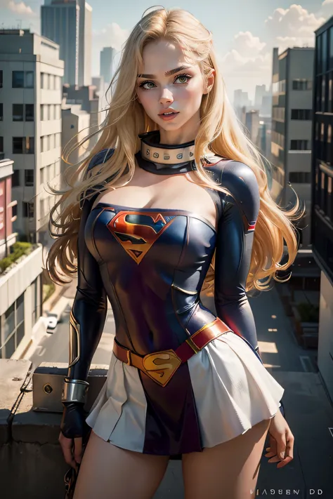 ((best quality, masterpiece, absurdress) , supergirl , 19 years old,long blonde hair, voluminous hair, loose hair, blue expressi...