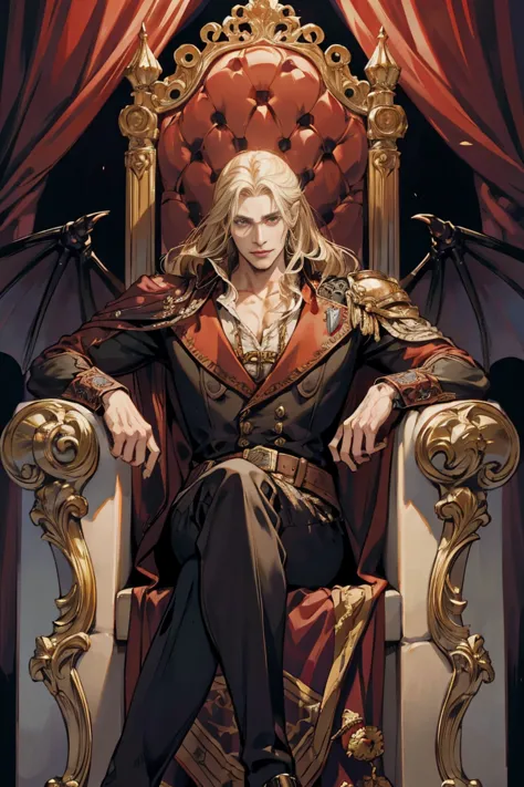 castlevania shadow lord handsome lord muscular dracula chatting in throne room with male advisors around him surreal ultra detai...