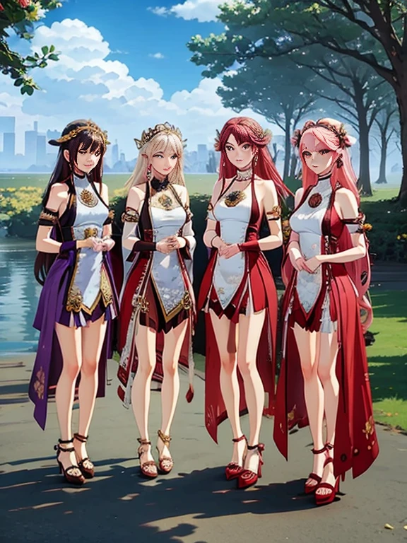 Tea Party of Goddesses from Around the World, Group selfie, Full Body Shot