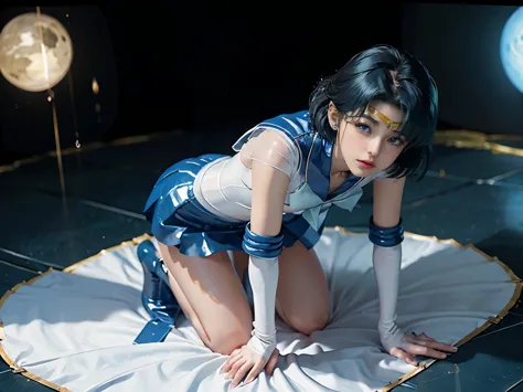 highest quality，masterpiece，ultra-high resolution, very detailed, 8k，(beautiful woman)，one person，40 years old, (sailor mercury)...