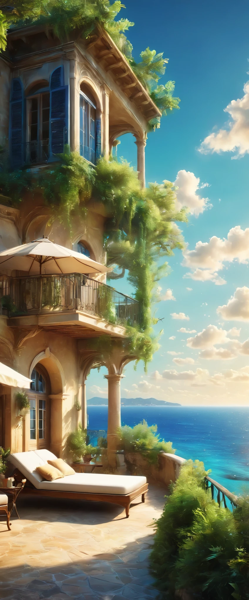 Cote d&#39;Azur:South of France:A coastline known as a scenic resort,Resort scenery,holiday,美しい風景photograph,Fantasy,Dreamy,Beautiful sea,高品質でwonderful家具:Designer furniture,A beautiful sky spreads out,dream-like,summer,cloud,Sky blue,Marine blue,wonderful景色が広がる,Luxury Resorts,Extravagant space,Soft mouth cap,Surrounded by abundant nature,Highestの時間をあなたに,Highest品質,photograph,Structurally correct,Perfect composition,広告用に撮影されたphotograph,Beautiful light and shadow,Photographed by a professional photographer,Highestのリゾート地に選ばれた,Rich colors,Cast colorful spells,detailed,wonderful,wonderful,South of France,Light effects,Glitter,reflection,night,night空,star,Highest