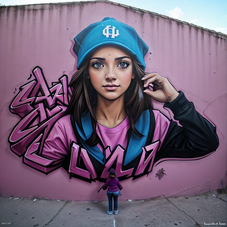 UN PRIMER PLANO DE UN GRAFFITI 3D CON LA PALABRA (((TEXT: "LAURA"))) , EL MEJOR GRAFFITI, EL GRAFFITI LO HACE UN CHICO CON ROPA URBANA, EN LA PARED DE UN EDIFICIO, LOS COLORES DEL GRAFFITI3DA SON ROSA, MORADO Y GRIS, DETALLADAMENTE REALIZADO,LETRAS PERFECTAMENTE DELINEADAS, FORMAN LA PALABRA "LAURA", EL JUEGO DE SOMBRAS Y PERSPECTIVA LE DAN UN TOQUE HIPER RFEALISTA, 8k, ANTES DE TERMIRAR VERIFICA QUE EL GRAFFITI PONGA LA PALABRA "LAURA",