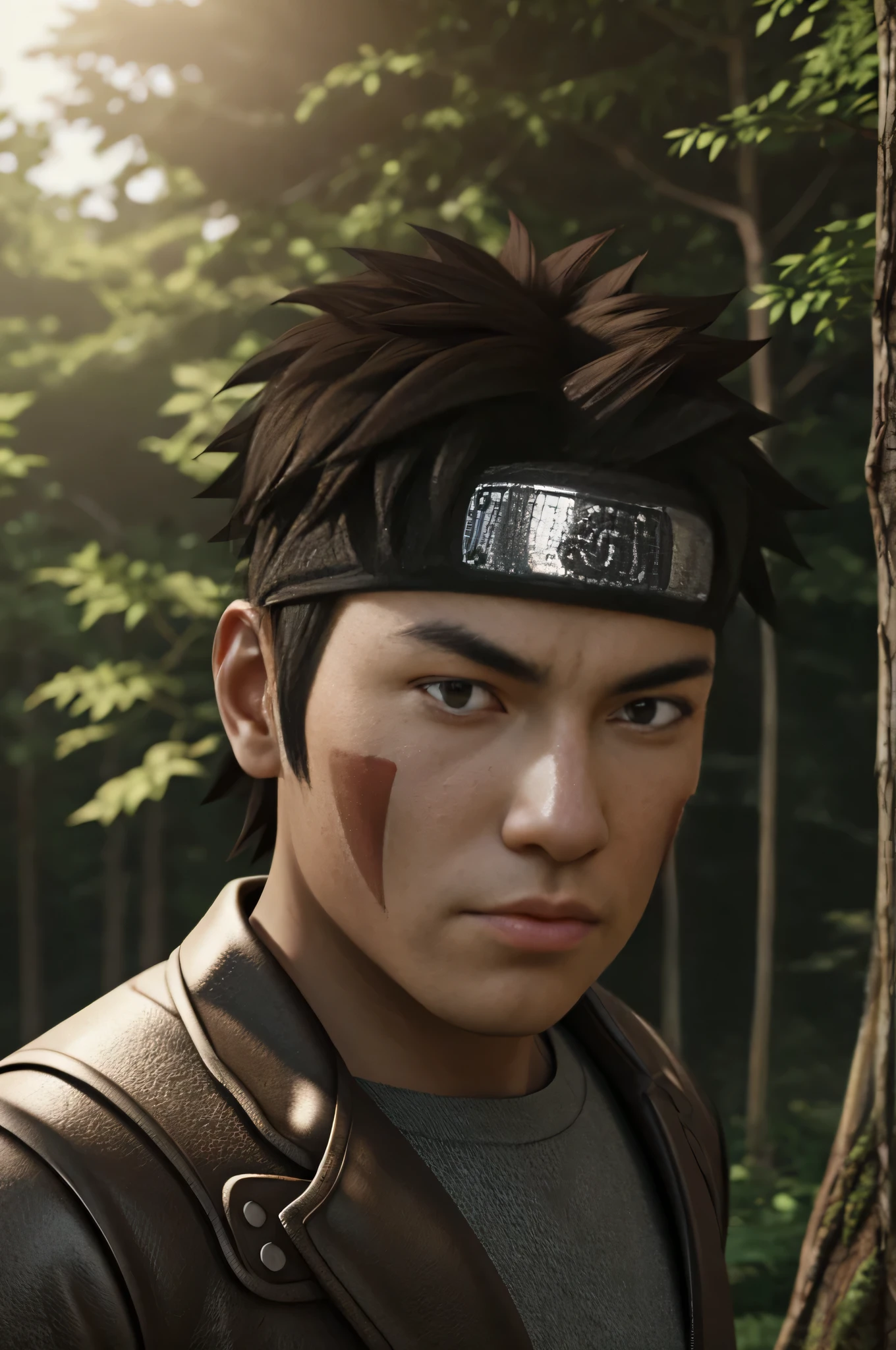 Give Inuzuka a try(best quality), high quality, very high resolution, (ultra detailed), 8k, (hyper realistic),Ray Tracing, (masterpiece), Kiba Inuzuka, NARUTO character, One male, Outdoor, Natural light, forest, 3D Figures, Octane Rendering, 24K resolution, Very detailed