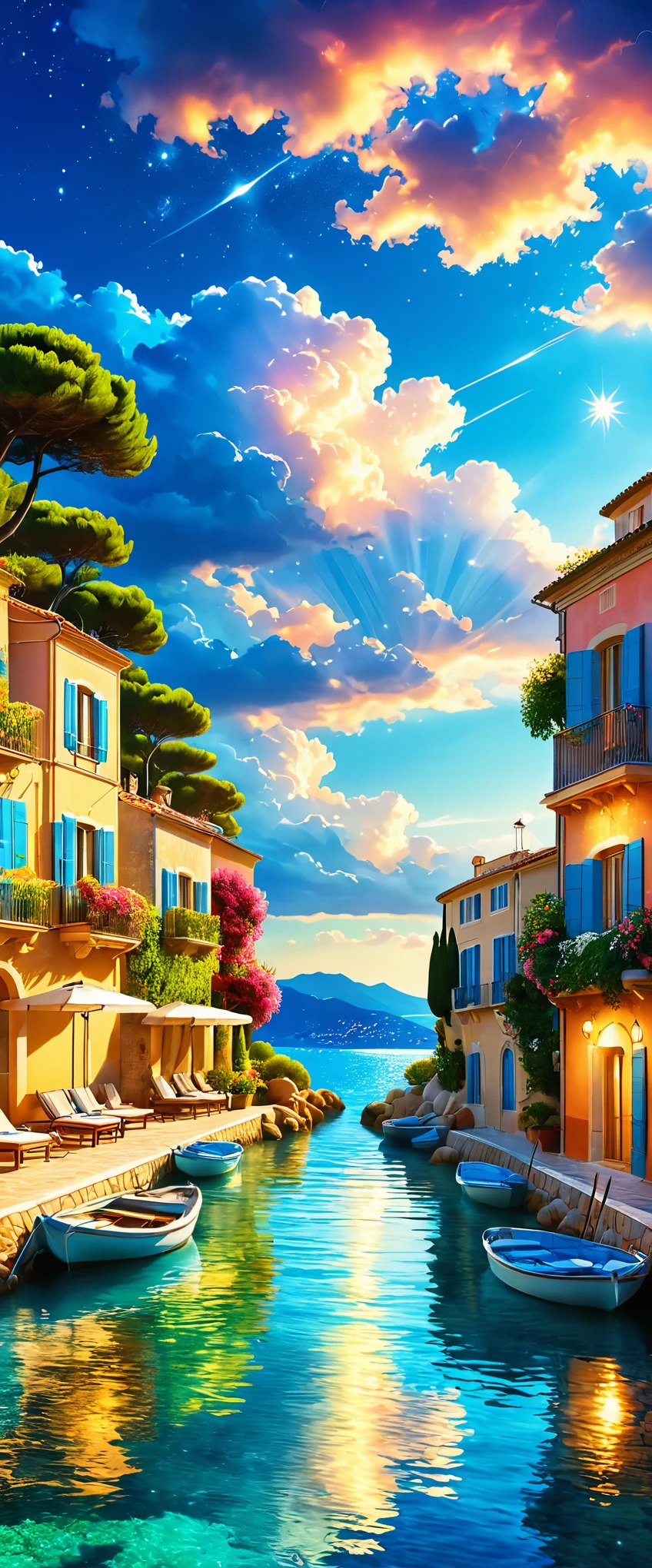 Рейтинг d&#39;лазурный:юг Франции:Береговая линия, известная как живописный курорт,Курортные пейзажи,праздничный день,美しい風景фотография,Фантазия,мечтательный,красивое море,高品質でзамечательный家具:дизайнерская мебель,Красивое небо простирается,сказочный,лето,облако,голубое небо,Морской синий,замечательный景色が広がる,Роскошные курорты,Экстравагантное пространство,Мягкая крышка для рта,В окружении богатой природы,Наибольшийの時間をあなたに,Наибольший品質,фотография,структурно правильный,идеальная композиция,広告用に撮影されたфотография,красивый свет и тень,Photographed by a professional фотографияer,Наибольшийのリゾート地に選ばれた,насыщенные цвета,Используйте красочные заклинания,подробный,замечательный,замечательный,юг Франции,световые эффекты,блеск,отражение,ночь,ночь空,звезда,Наибольший