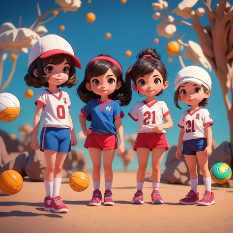Tres chicas, dos morenas y una blanca con uniformes de voleibol