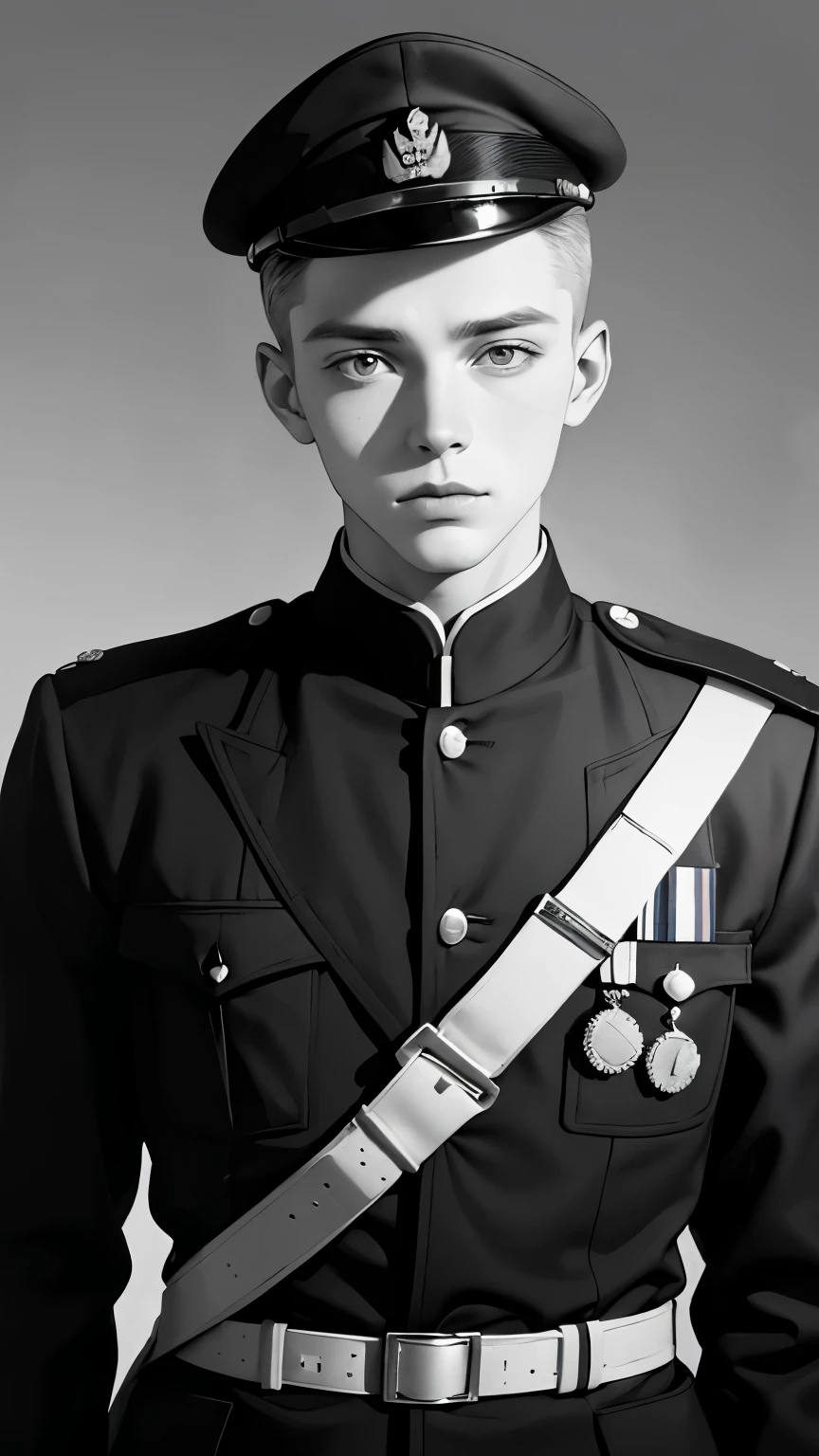 一名身穿制服的男子的黑白照片, Eero Järnefelt 拍攝的彩色照片, flickr, 包豪斯, 第二次世界大戰肖像照片, 一名士兵的肖像, 一個年輕人, 一个年轻人的正面肖像, 艾納爾瓊森, 使用 ww 1 相机拍摄, 赫伯特·劳伊斯, 穿著士兵制服, 赫尔曼·亨德里奇