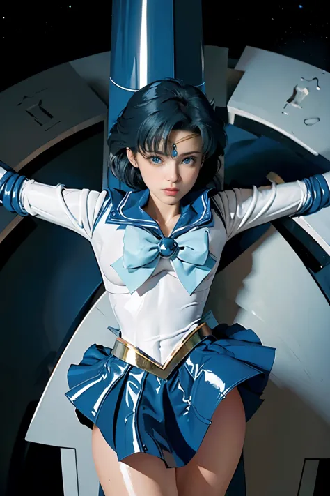 highest quality，masterpiece，Ultra-high resolution, Very detailed, 8k，(Beautiful woman)，one person，40 years old, (Sailor Mercury)...