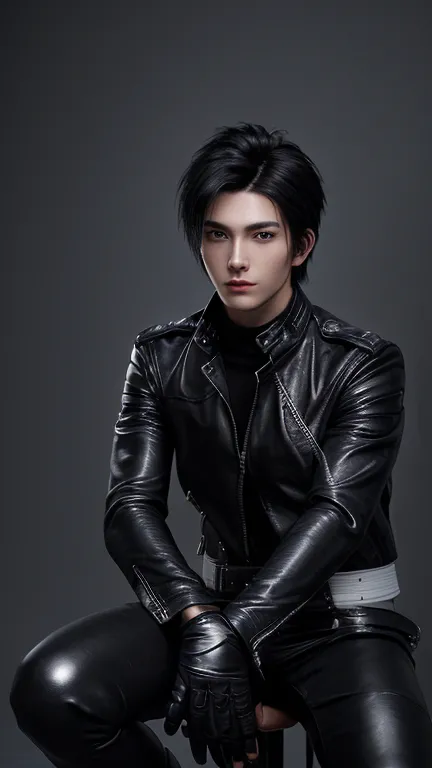 final fantasy-style graphics, young, cute and cool japanese boys, thin eyebrows and big eyes,  he is wearing a shiny white singl...