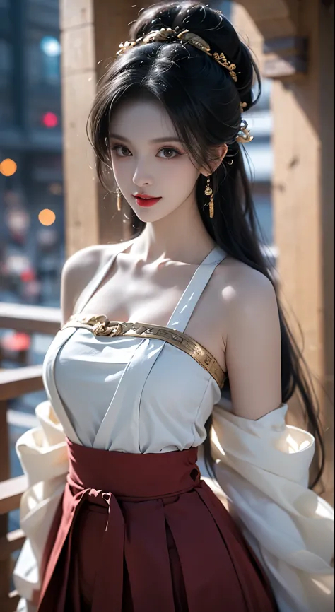 Hanfu-song, Hanfu, Song Theme, Drawstring, Pipe top, ((Bare shoulders)), ((Full breasts)), ((The skirt is short)), ((Lift the sk...