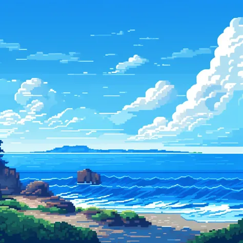 pixel art ocean - SeaArt Al - Free Al Art Generator