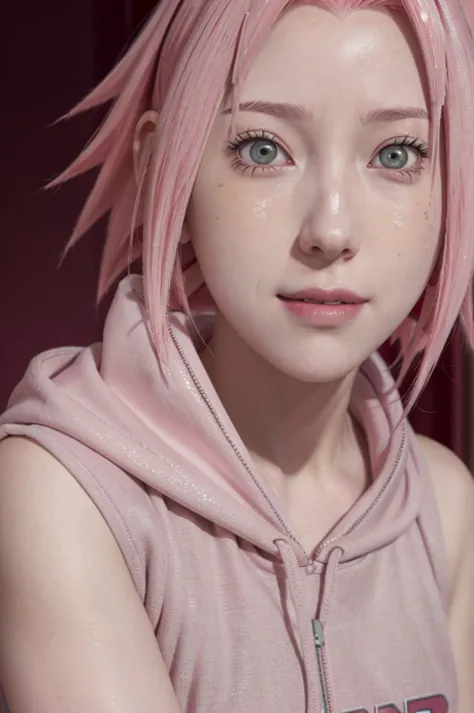 person with short hair and a hoodie, haruno sakura, haruno sakura from naruto, from naruto, as an anime character, perfect anime...