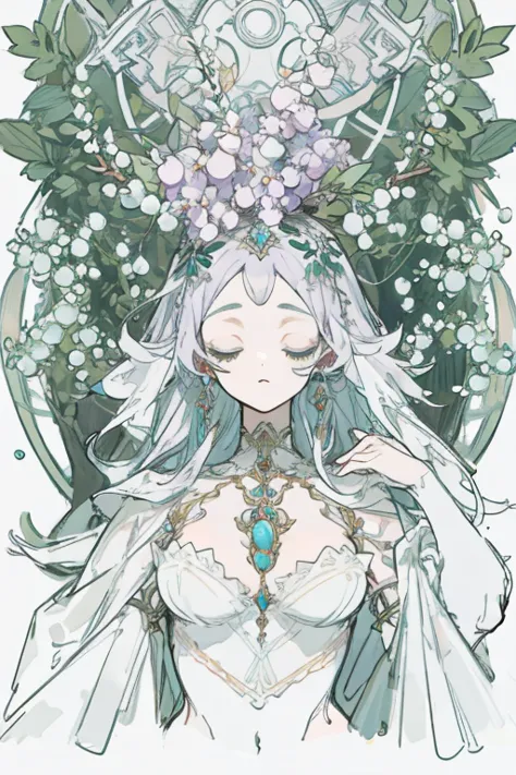 lilac, Forest Nymph, lily-of-the-valley, unearthly forest girl, Ideal Anatomy, hanging jewelry, beautiful girl, amazing body, Th...