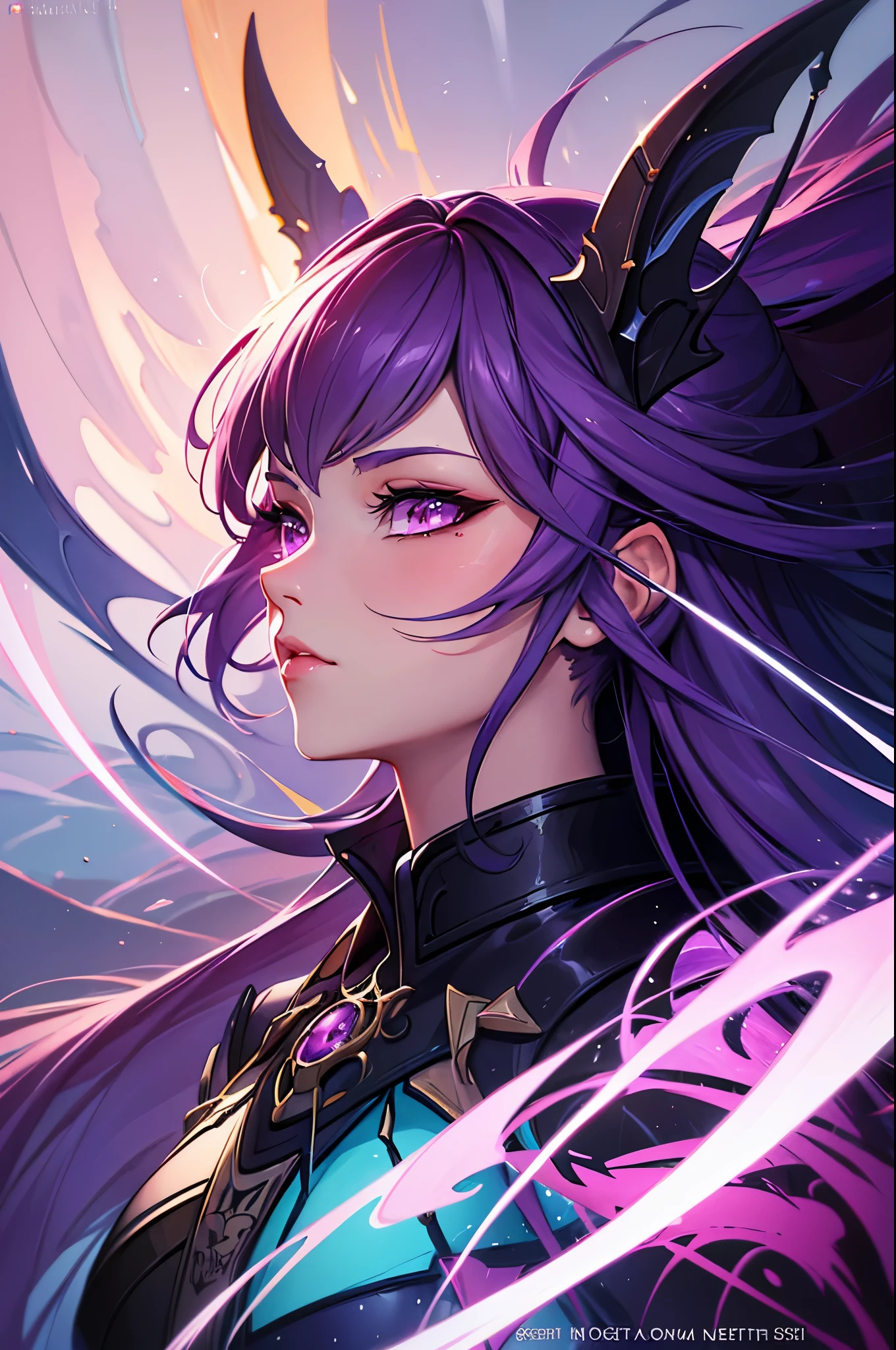 character, high resolution, digital art by loish + rossdraws + artgem + sandara, brush strokes, painterly, impressionist style, dorse, face, artistic, purple color