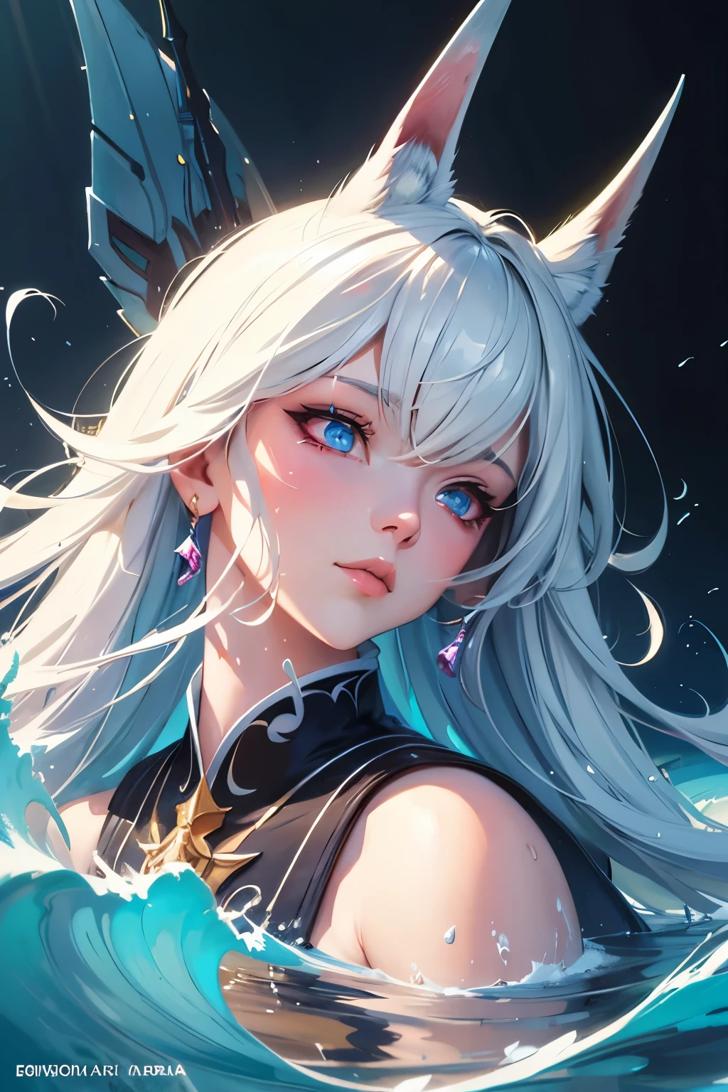 character, high resolution, digital art by loish + rossdraws + artgem + sandara, brush strokes, painterly, impressionist style, dorse, face, artistic, water hair
