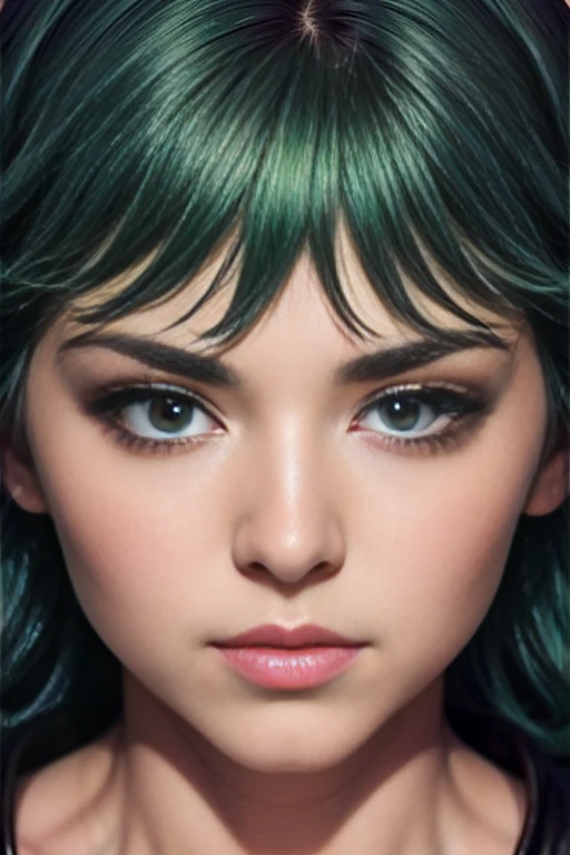 score_9, score_8_up, score_7_up, score_6_up, score_5_up, 1girl, Tatsumaki, Game of Thrones, tight black dress, cleavage, green hair, brown eyes, (insanely detailed, beautiful detailed face, masterpiece, best quality) 