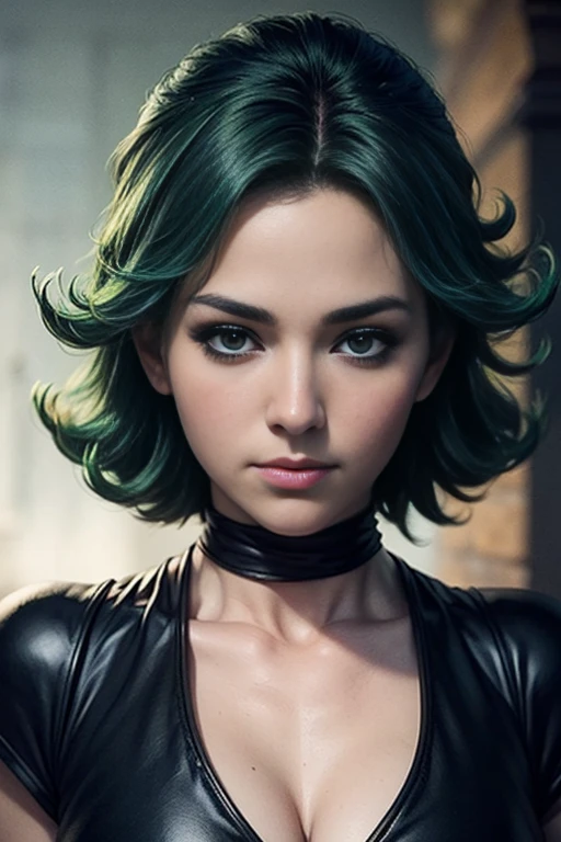 puntaje_9, puntaje_8_arriba, puntaje_7_arriba, puntaje_6_arriba, puntaje_5_arriba, 1 chica, Tatsumaki, Game of Thrones, vestido negro ajustado, escote, Pelo verde, Ojos cafés, (increíblemente detallado, hermoso rostro detallado, obra maestra, mejor calidad) 