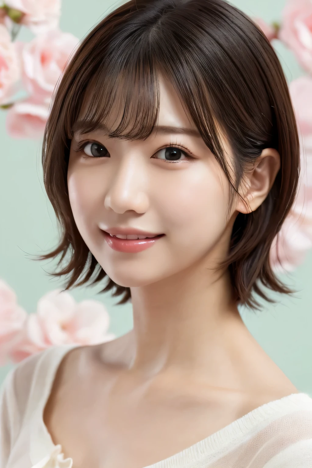 One girl, (Wearing casual pastel colored outfits:1.2), (Beautiful Japanese idol portrait photos),
(Simple background in light colors:1.3),
(RAW Photos, highest quality), (Realistic, photo-Realistic:1.4), masterpiece, 8K Portrait,
Very delicate and beautiful, Very detailed, 2k wallpaper, wonderful, In detail, Very detailed CG unity 8k wallpaper, 
Very detailedな, High resolution, 
Soft Light, Beautiful detailed girl, Very detailed eyes and face, Beautifully detailed nose, Beautiful fine details,
Cinema Lighting, Perfect Anatomy, 
Slender body, Flat Chest, Semi-short hair, Parted bangs, Bokeh, Dynamic Angle, A light smile,