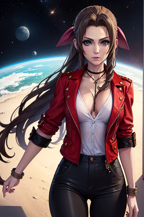 aerith gainsborough reimagined as a space pirate girl like albator