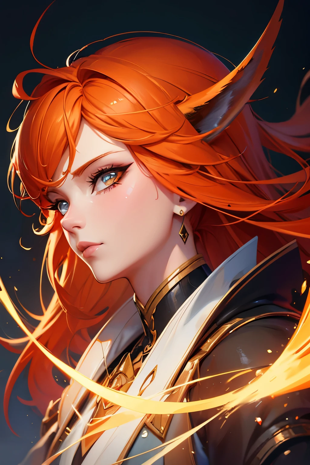 character, high resolution, digital art by loish + rossdraws + artgem + sandara, brush strokes, painterly, impressionist style, dorse, face, artistic, orange hair