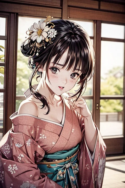 4K, 걸작, 높은 해상도, 혼란스러운,자연스러운 볼륨 조명과 훌륭한 그림자, 笑얼굴,깊은 나는 세상 깊은 곳에 쓰여 있다,soft delicate beautiful attractive 얼굴, 아름다운 가장자리 매춘부_여성, a 여성 in a kimono posing for a picture ,완벽한 가장자리를 가진 창녀_얼굴,완벽한 가장자리를 가진 창녀_몸,에지오이란_보상하다,에지오이란_헤어스타일、브라우징 주의:1.5,오프 숄더,
