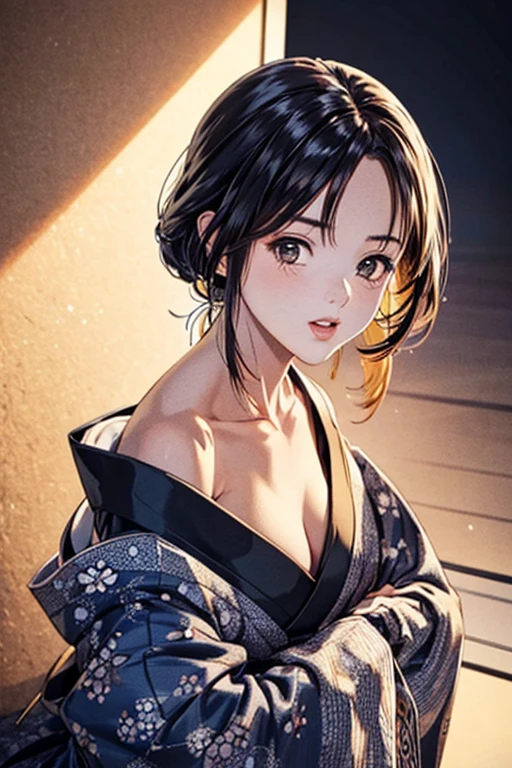 4K, 걸작, 높은 해상도, 혼란스러운,자연스러운 볼륨 조명과 훌륭한 그림자, 笑얼굴,깊은 나는 세상 깊은 곳에 쓰여 있다,soft delicate beautiful attractive 얼굴, 아름다운 가장자리 매춘부_여성, a 여성 in a kimono posing for a picture ,완벽한 가장자리를 가진 창녀_얼굴,완벽한 가장자리를 가진 창녀_몸,에지오이란_보상하다,에지오이란_헤어스타일、흑발,브라우징 주의:1.5,오프 숄더,(요시와라의 소란을 배경으로:1.4)
