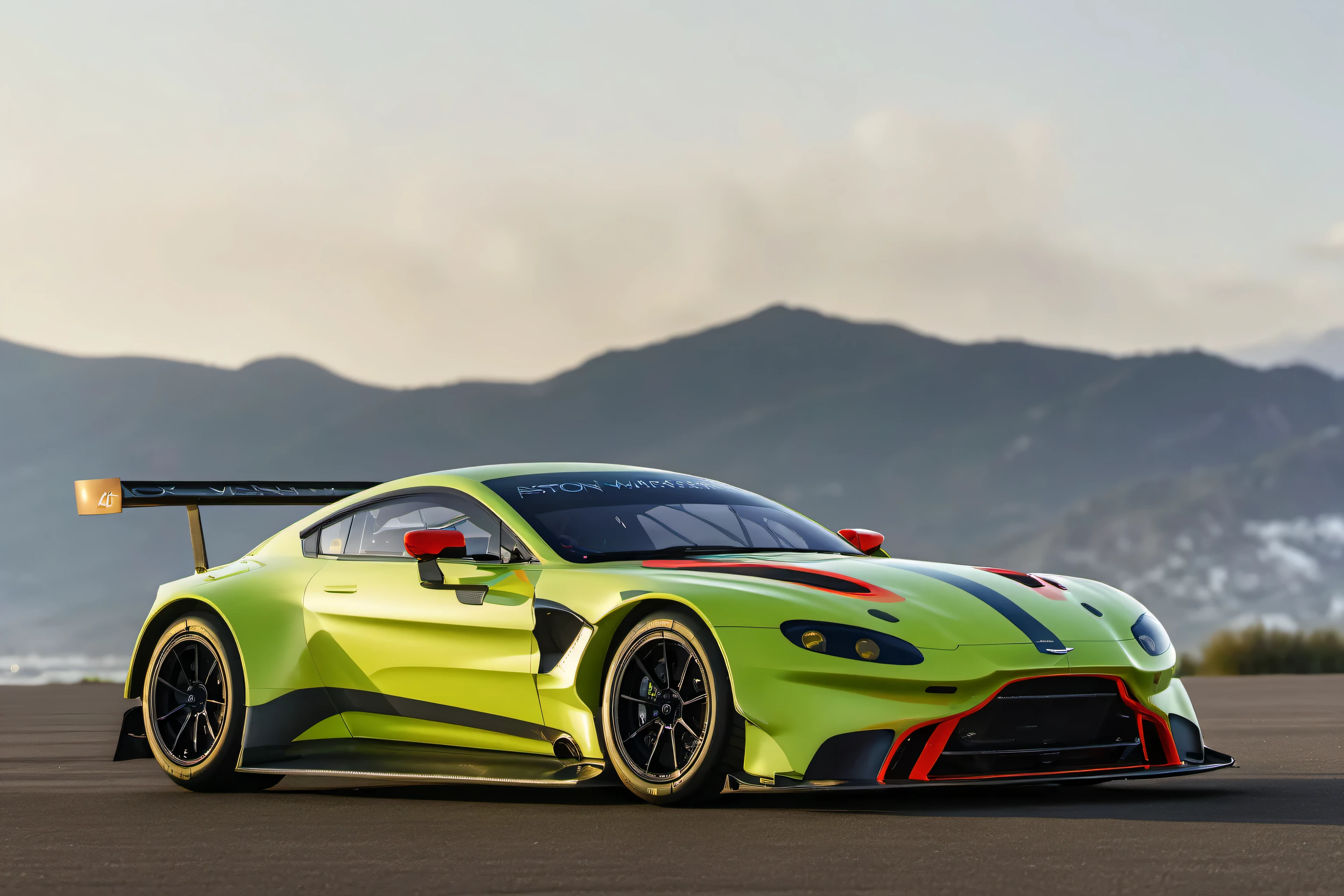 masterpiece, best quality, aston martin v8 vantage amr gte, le mans race track, in motion, full specular sharpened 3D, HDR, UHD, vivid colors, occlusion, masterpiece, panorama, super detail, accurate, best quality, 16K, ultra-super quality, ultra-photo realistic detail, utltra-high nanite atmospheric lighting, ultra-high detailed reflections, very far shot, ultra-wide angle, 4D composite mapping, ultra-high 3D depth mapping quality, ultra-high render quality, OLED, dynamic rich shadows, ultra-high realistic graphics, HDR, (very far shot), ultra-high background detail, god rays, backlighting