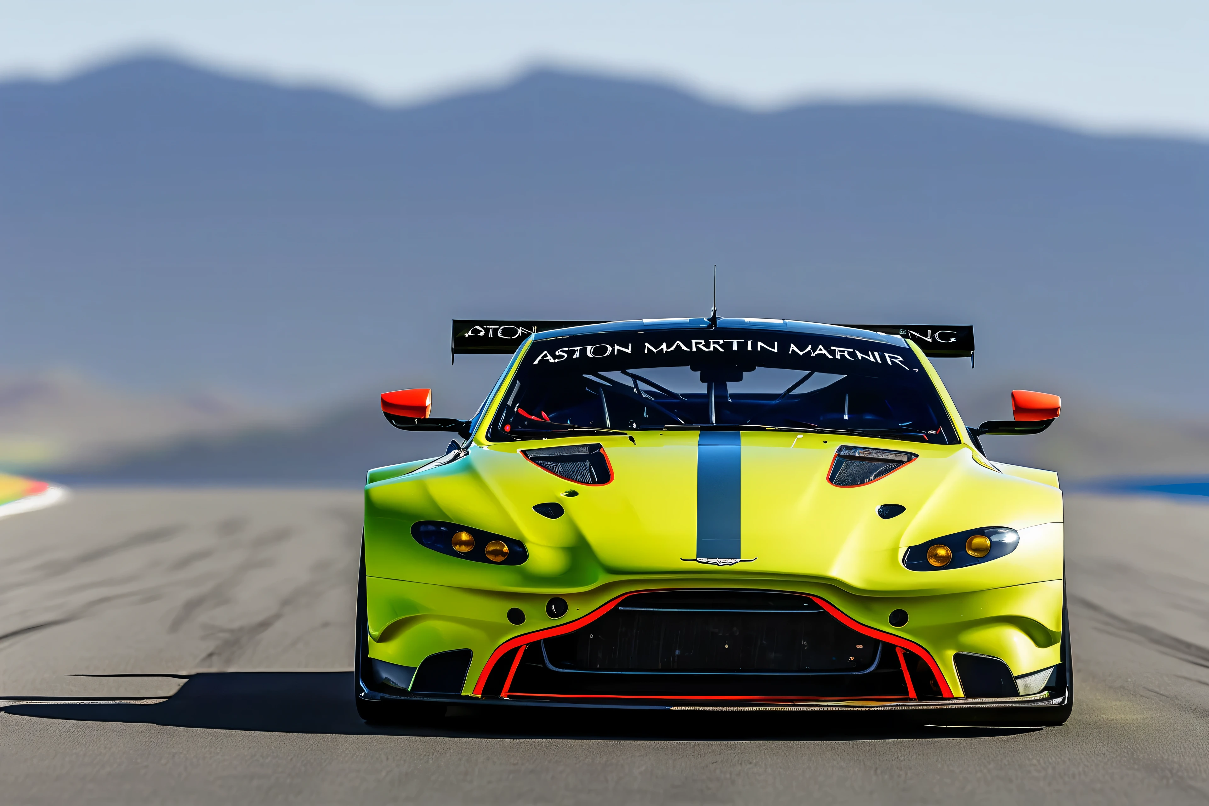 masterpiece, best quality, aston martin v8 vantage amr gte, le mans race track, in motion, full specular sharpened 3D, HDR, UHD, vivid colors, occlusion, masterpiece, panorama, super detail, accurate, best quality, 16K, ultra-super quality, ultra-photo realistic detail, utltra-high nanite atmospheric lighting, ultra-high detailed reflections, very far shot, ultra-wide angle, 4D composite mapping, ultra-high 3D depth mapping quality, ultra-high render quality, OLED, dynamic rich shadows, ultra-high realistic graphics, HDR, (very far shot), ultra-high background detail, god rays, backlighting