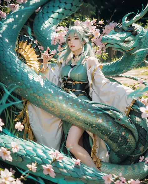 (kiyohime_fate grand order),((realistic, photorealistic)),(highlight hair)), light reflection, (( hd )),((upper body)), (((best ...