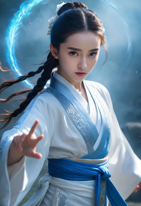 uhd, epic, cinematic still frame, sharp focus, craft a hyper realistic photo of most attractive and beautiful Wuxia girl (Dilrab...