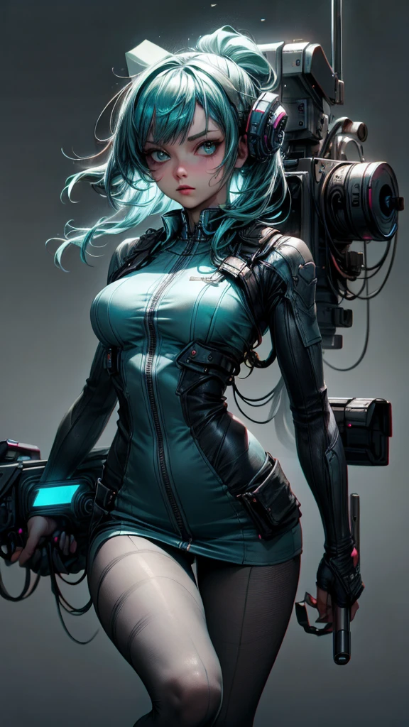 unreal engine:1.4,CG K ultra realistic, photorealistic:1.4, skin texture:1.4, artwork 1girl, Gatling gun, Casing, looking at viewer, dynamic pose, Blows, ammunition belt, gloves, large breasts not disproportionate, shooting , extremely detailed:1.4, more detailed, optical mix, playful patterns, animated texture, unique visual effect, or cyberpunk yellow color, red pantyhose, yellow leather miniskirt, masterpiece, ((colors, cyan, greens, pink, brown: 1.2)), 8k realistic digital art)), 32k