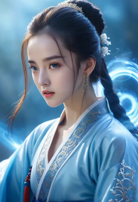 uhd, epic, cinematic still frame, sharp focus, craft a hyper realistic photo of most attractive and beautiful Wuxia girl (Dilrab...